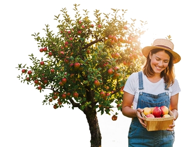 Fille avec pommes